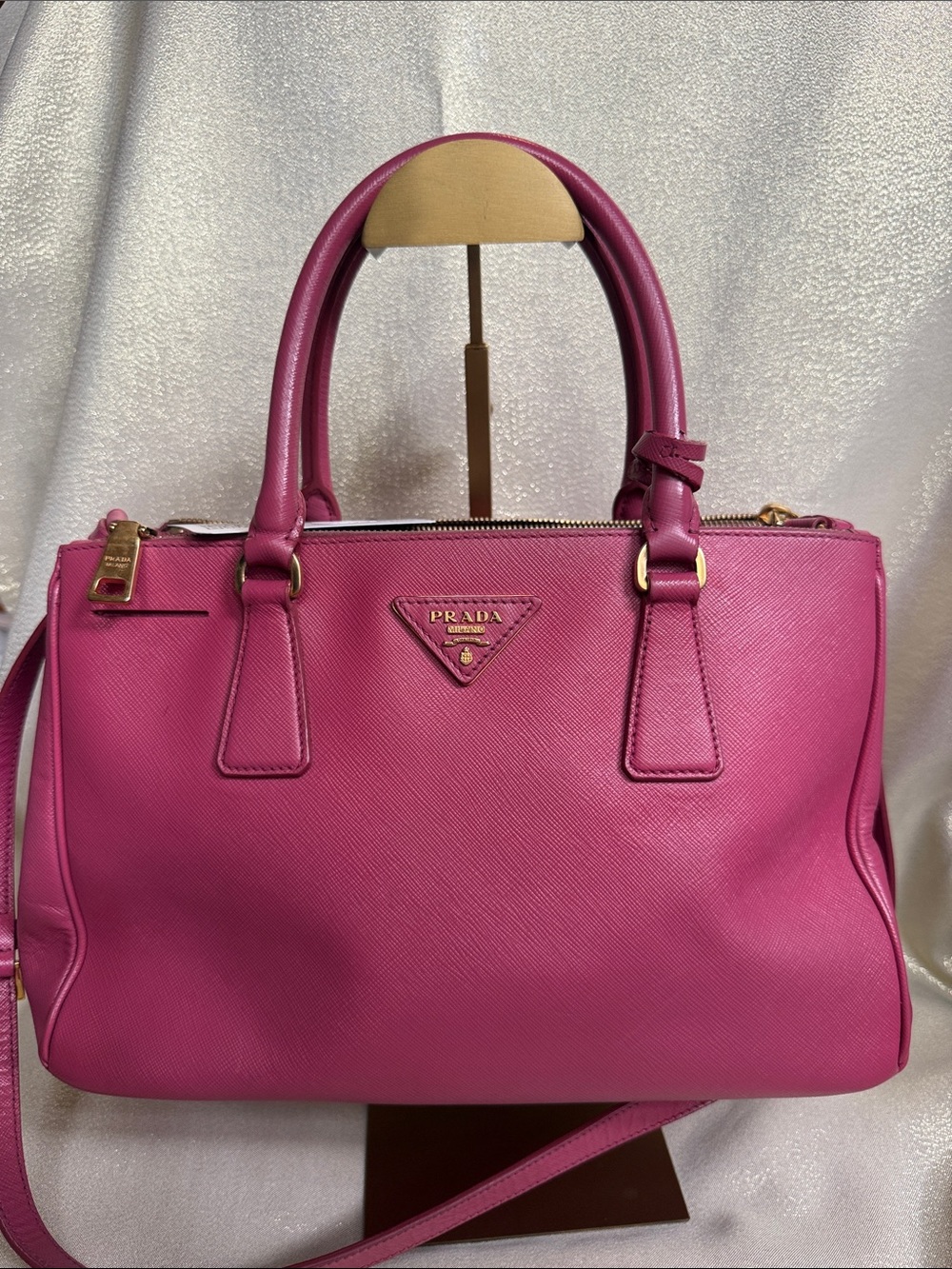 Prada Saffiano Leather Tote Bag in Fuchsia Pink
